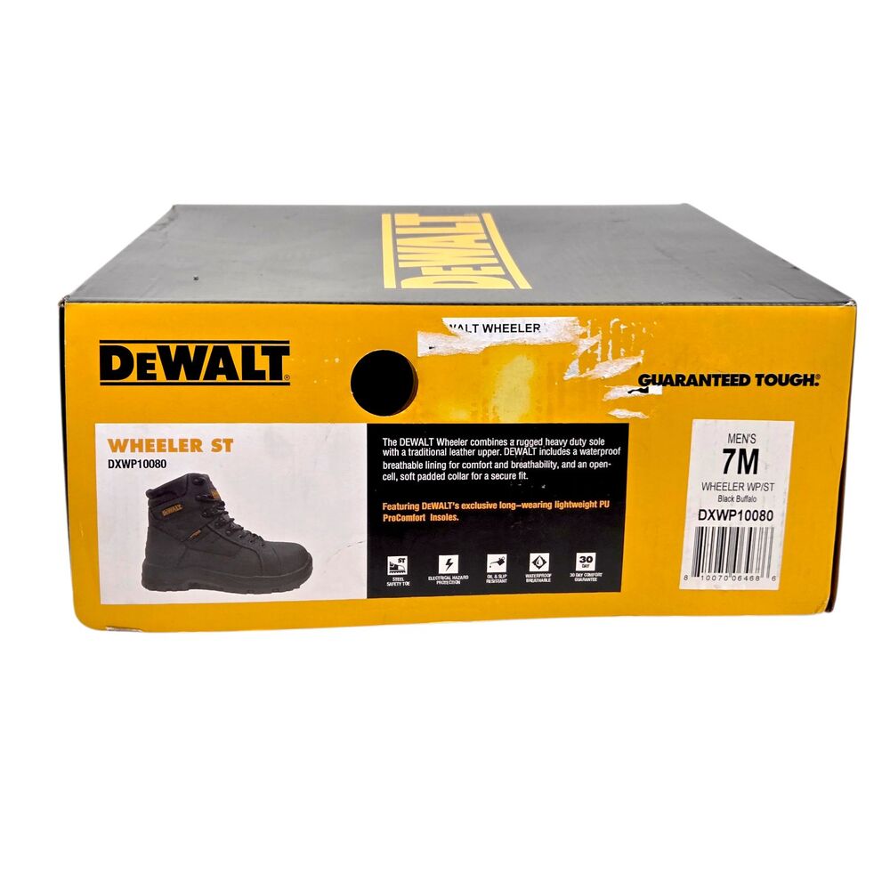DeWalt Wheeler ST Work Boots Black Leather Oil Resist Waterproof Mens Size 7M - Picture 10 of 10